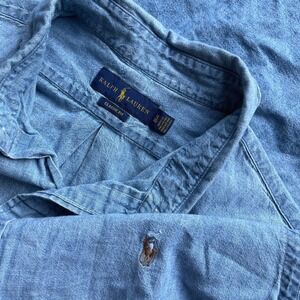 Polo Ralph Lauren Mens XXL Classic Fit Chambray Denim Button Down Shirt READ